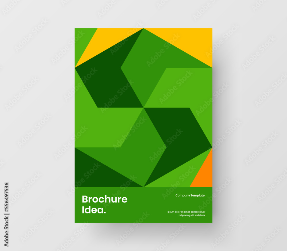 Fototapeta premium Bright mosaic shapes placard template. Unique poster A4 vector design layout.