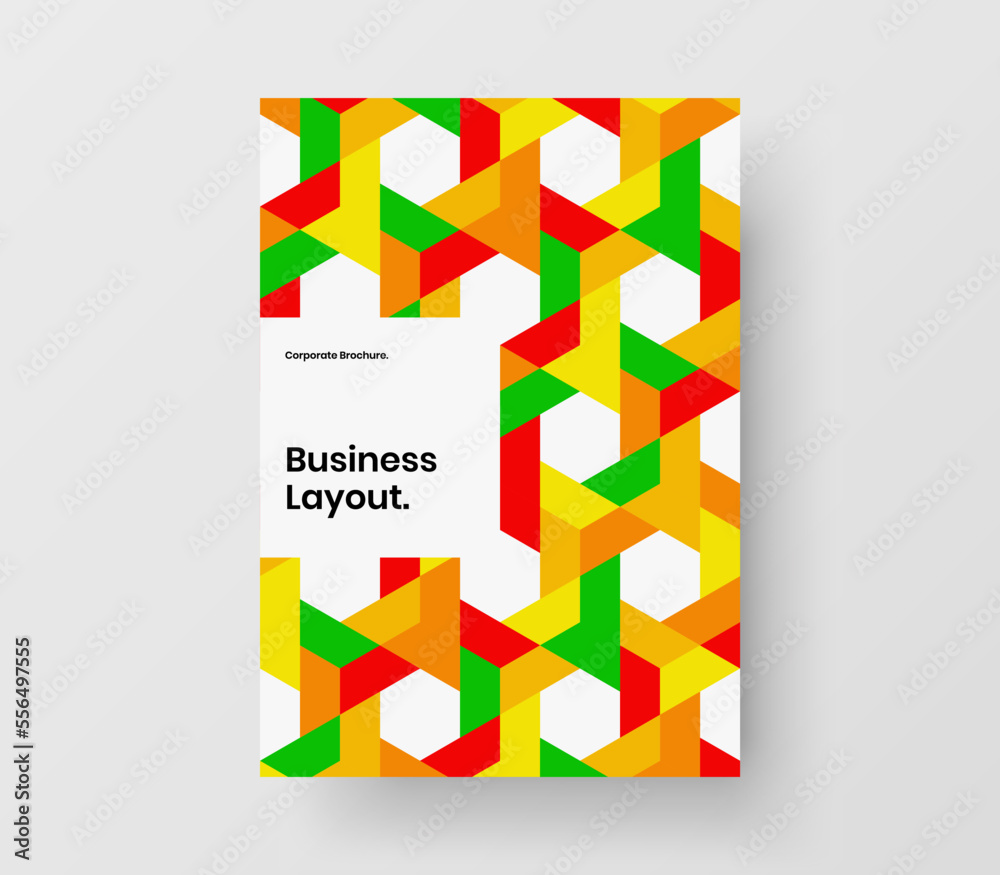 Premium brochure design vector concept. Minimalistic geometric tiles annual report template.
