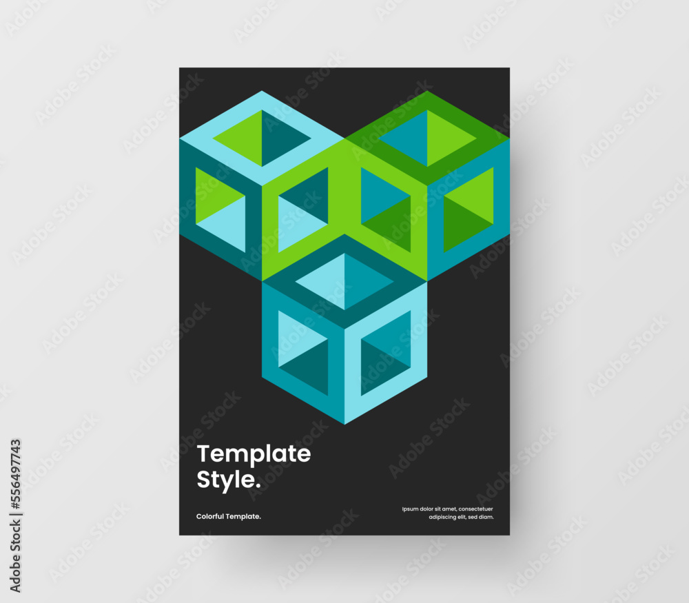 Fototapeta premium Original geometric tiles corporate cover concept. Bright postcard vector design layout.