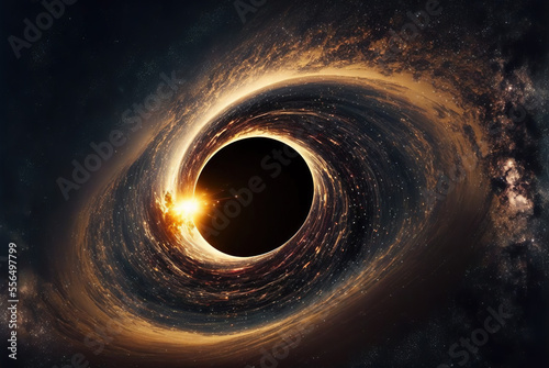Illustration of a black hole in space - Generative AI photo