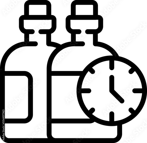 Old wine bottle icon outline vector. Bar glass. Leaf food