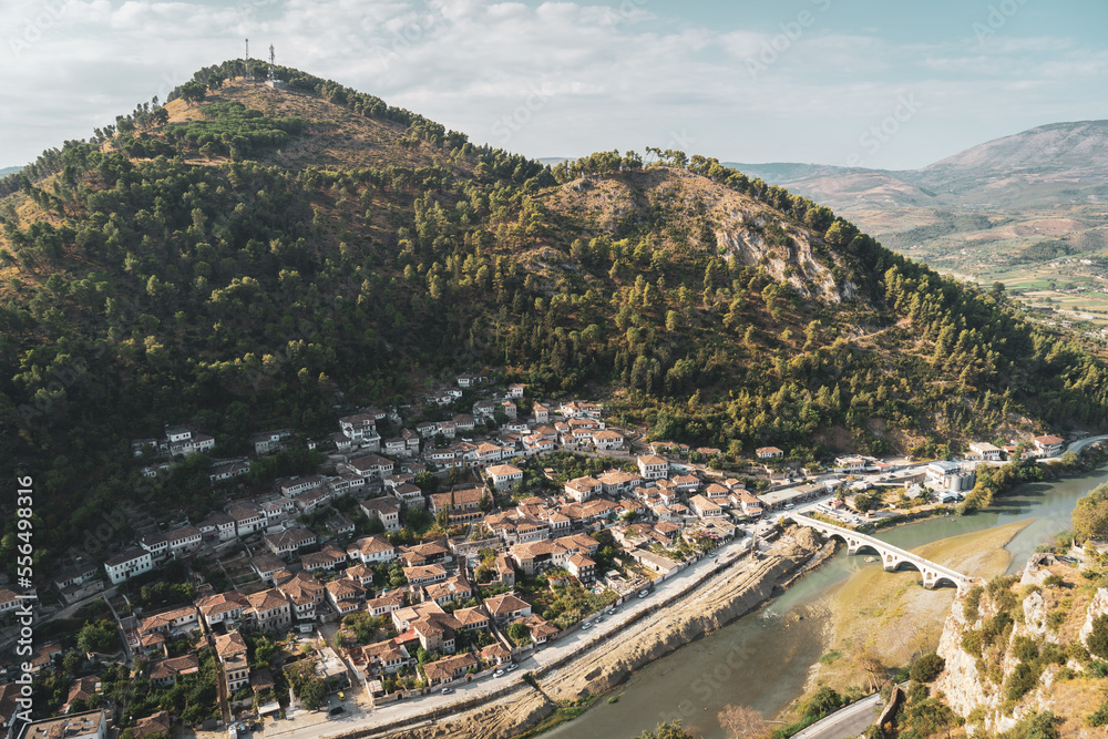 Aerial view of small town in Albania
