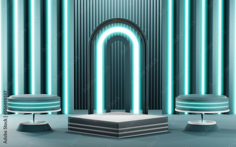 3D render of Podium background in blue tones for displaying cream products. cosmetics 3D render of Podium background in blue tones for displaying cream products. cosmetics