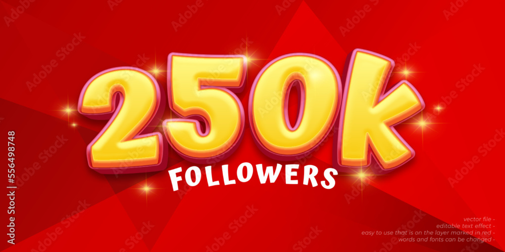 Fototapeta premium 250k followers celebration social media banner on red background