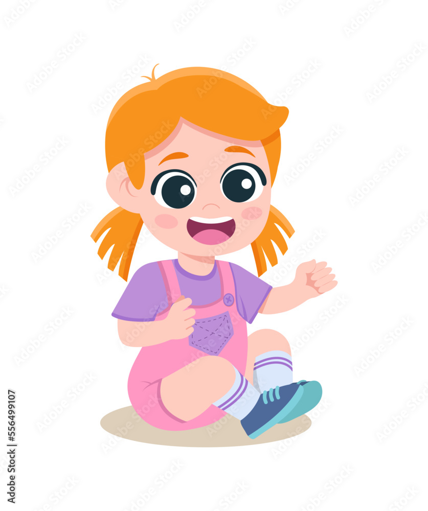 Sitting child kid. Cute smiling girl sitting on the floar. A girl with bright hear and black eyes Sitting child kid. Cute smiling girl sitting on the floar. A girl with bright hear and black eyes