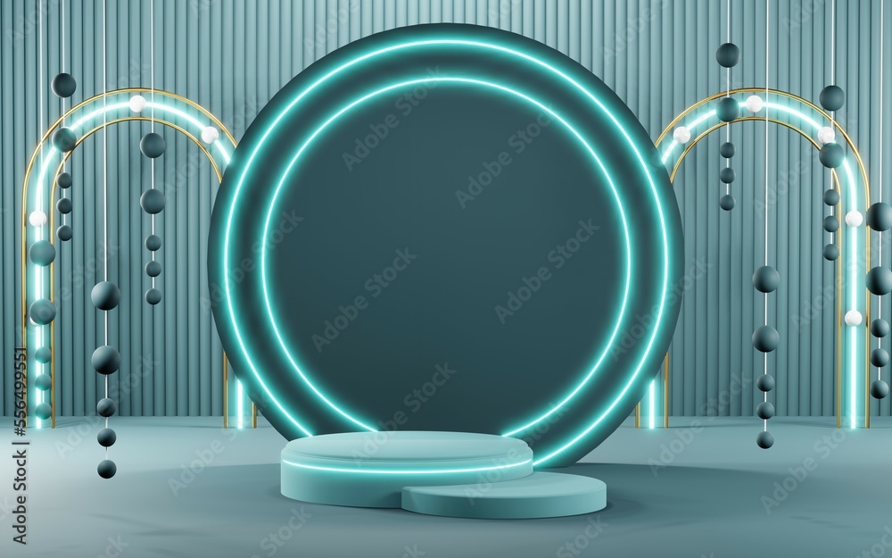 3D render of Podium background in blue tones for displaying cream products. cosmetics 3D render of Podium background in blue tones for displaying cream products. cosmetics
