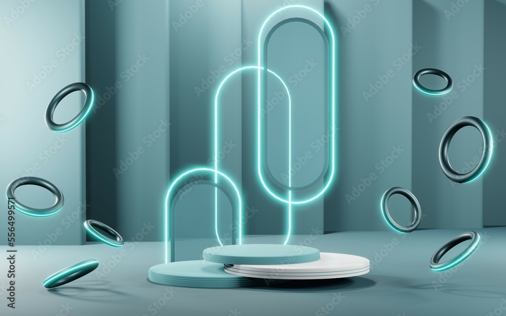 3D render of Podium background in blue tones for displaying cream products. cosmetics 3D render of Podium background in blue tones for displaying cream products. cosmetics