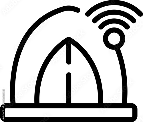 Wifi tent icon outline vector. Downshifting online job. Travel escape