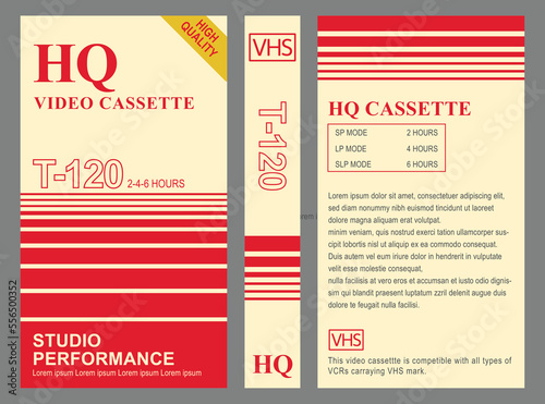 red white vhs cassette cover template