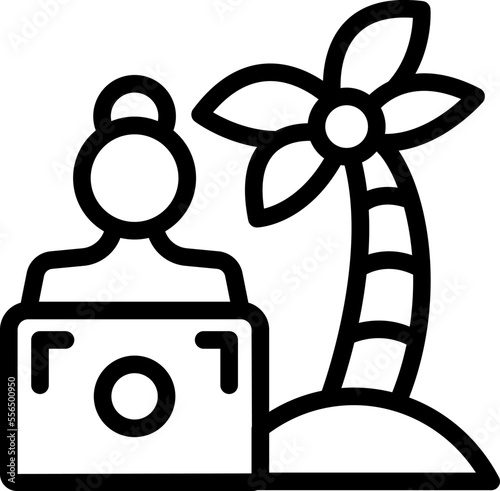 Island travel icon outline vector. Downshifting job. Beach nature