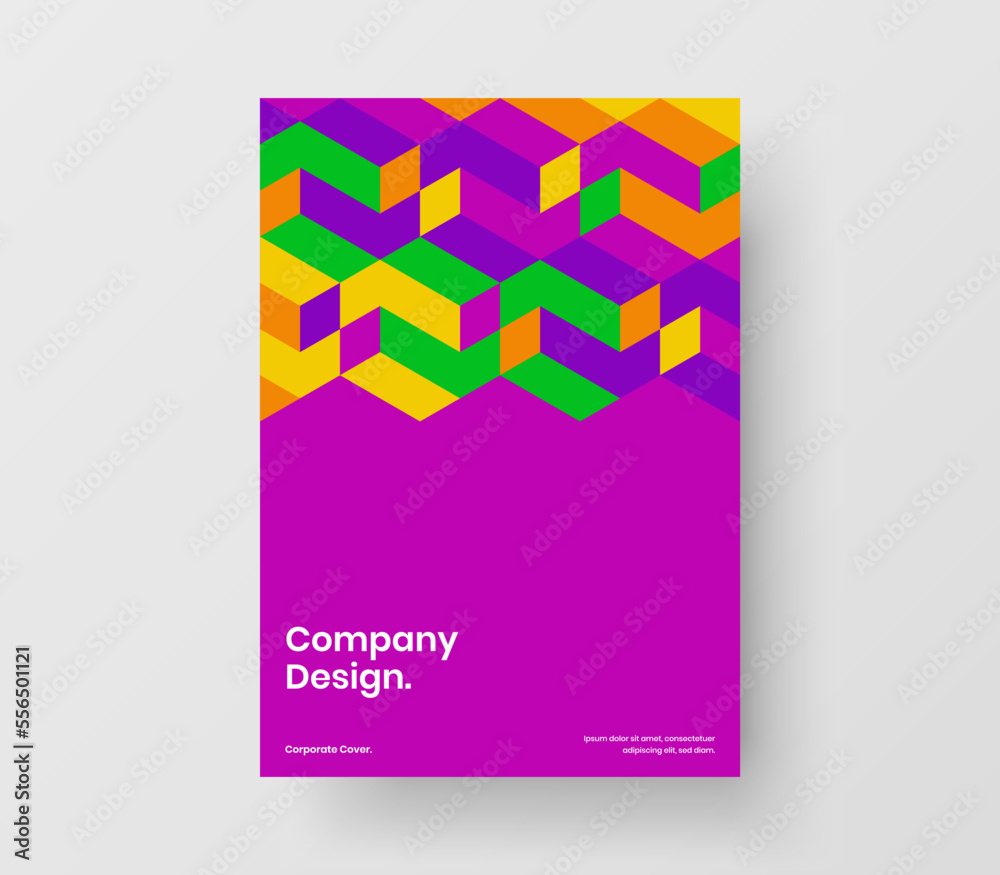 Unique handbill A4 vector design illustration. Simple geometric pattern corporate brochure concept.