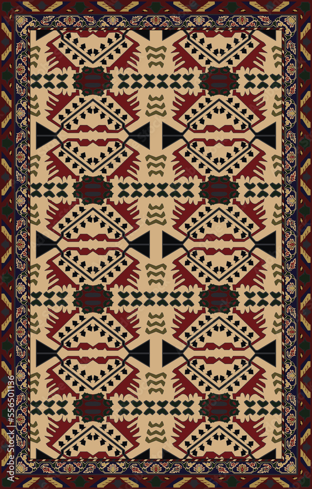 Persian rugs in old cream and red colors