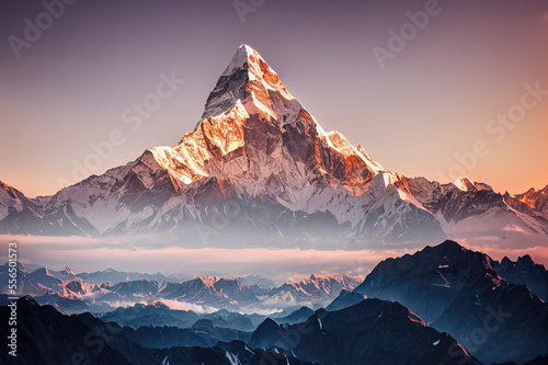 Illustrative Visual of Sunrise over the mountains. Genarative AI