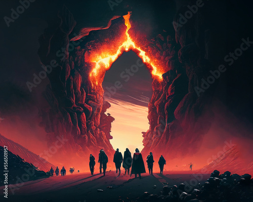 adventurers inside of a volcano photo