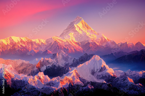 Illustrative Visual of Sunrise over the mountains. Genarative AI