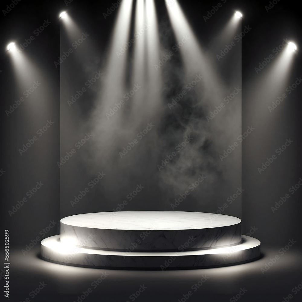 Abstract background neon pedestal for product presentation,black  podium product display 3d rendering