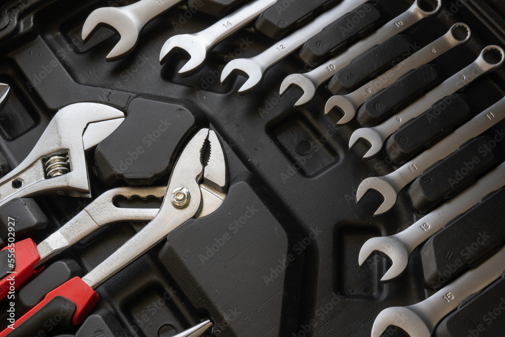 Toolbox Wrench car repair kit in toolbox hand tool set Inside the