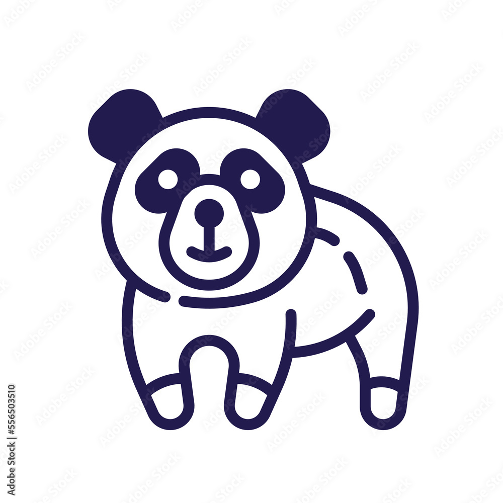 Cute Panda Icon In Line Art Design Stock Vector Adobe Stock