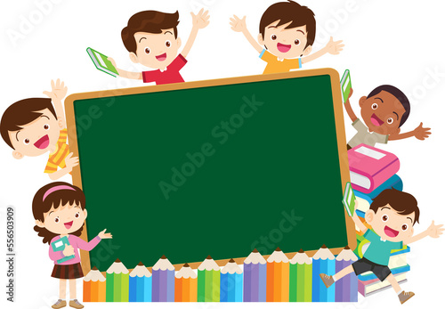 back to school with kids reading book education happy children concept