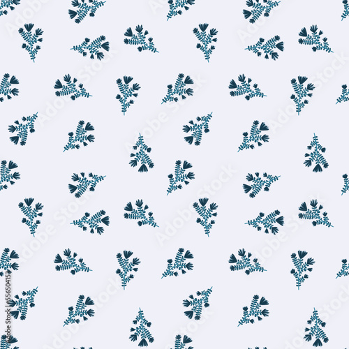 Hand drawn herbal seamless pattern. Freehand organic background. Decorative forest flower endless wallpaper.