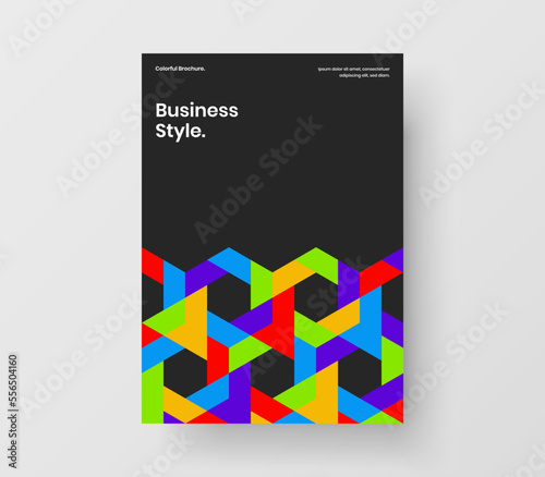 Minimalistic leaflet A4 vector design template. Multicolored mosaic pattern book cover concept.