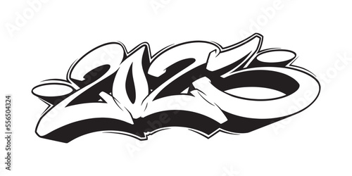 2023 in graffiti style. Vector illustration template for your design
