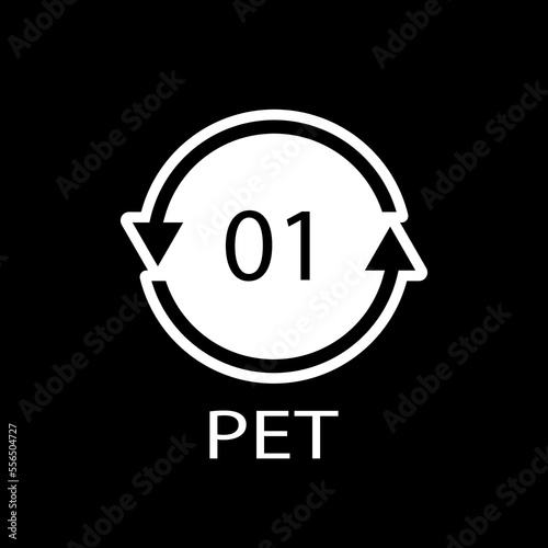 PET 01 recycling code symbol. Plastic recycling vector polyethylene sign.