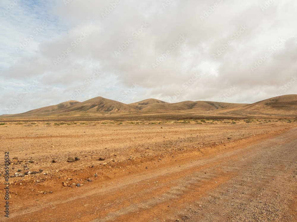 Mountains next to track in Fuerteventura