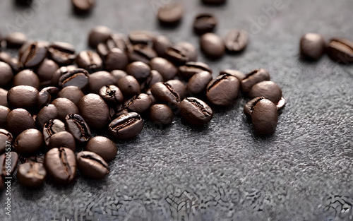 coffee beans on a grey background  generative ai