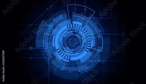 Abstract digital technology futuristic circuit board blue background, Cyber science tech layout, Innovation future Ai big data, Global internet network connection, Cloud hi-tech illustration vector
