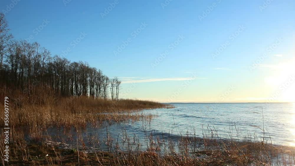 lakeside autumn scenery setting sun lakeside autumn scenery setting sun