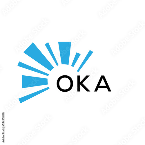 OKA letter logo. OKA blue image on white background and black letter. OKA technology  Monogram logo design for entrepreneur and business. OKA best icon.
