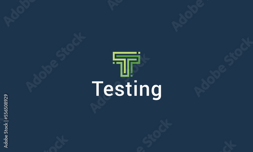 Letter T creative modern line art technological green colour logo