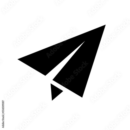 Simple paper airplane silhouette icon. Email or message sending symbol. Vector.
