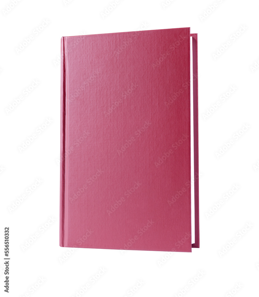 Pink and red hardcover book on a white background Pink and red hardcover book on a white background