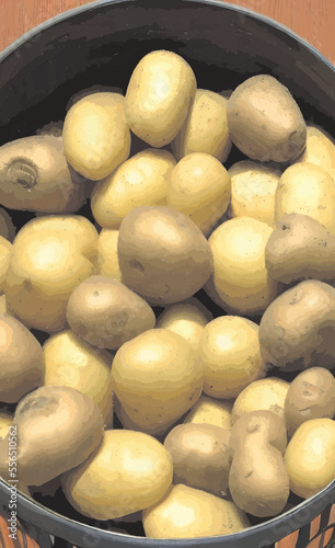 potatoes on a board	