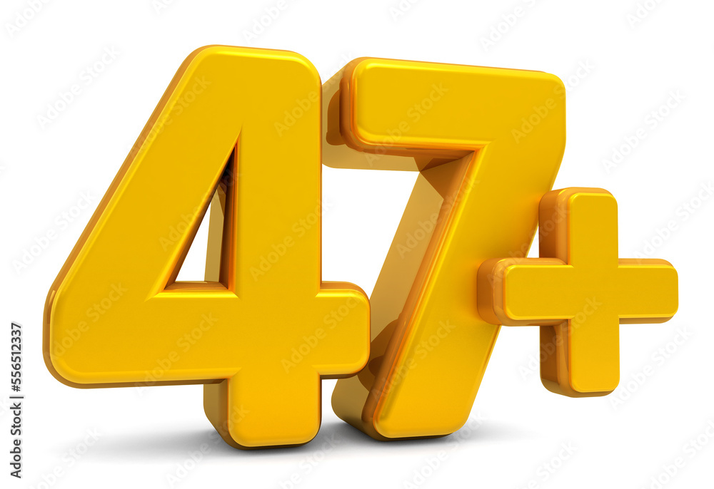 Obraz premium 47 million Plus Views. 47 plus 3d isolated on white background. 47 million Plus followers. 3d rendering