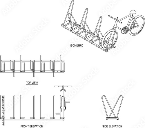 black and white bicycle rack illustration vector sketch