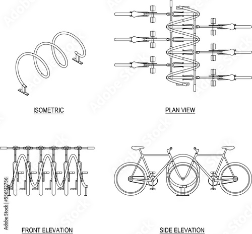 black and white bicycle rack illustration vector sketch
