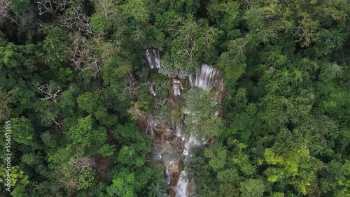 Top View Of Waterfall In Rain Forest, Kuang Si Waterfalls At Luang Prabang, Laos
 photo
