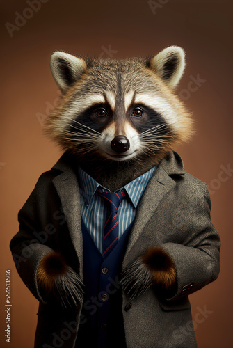Intelligent Raccoon in the Business Suit and Coat, a Sharp and Savvy Critter Who's Always One Step Ahead Fototapet