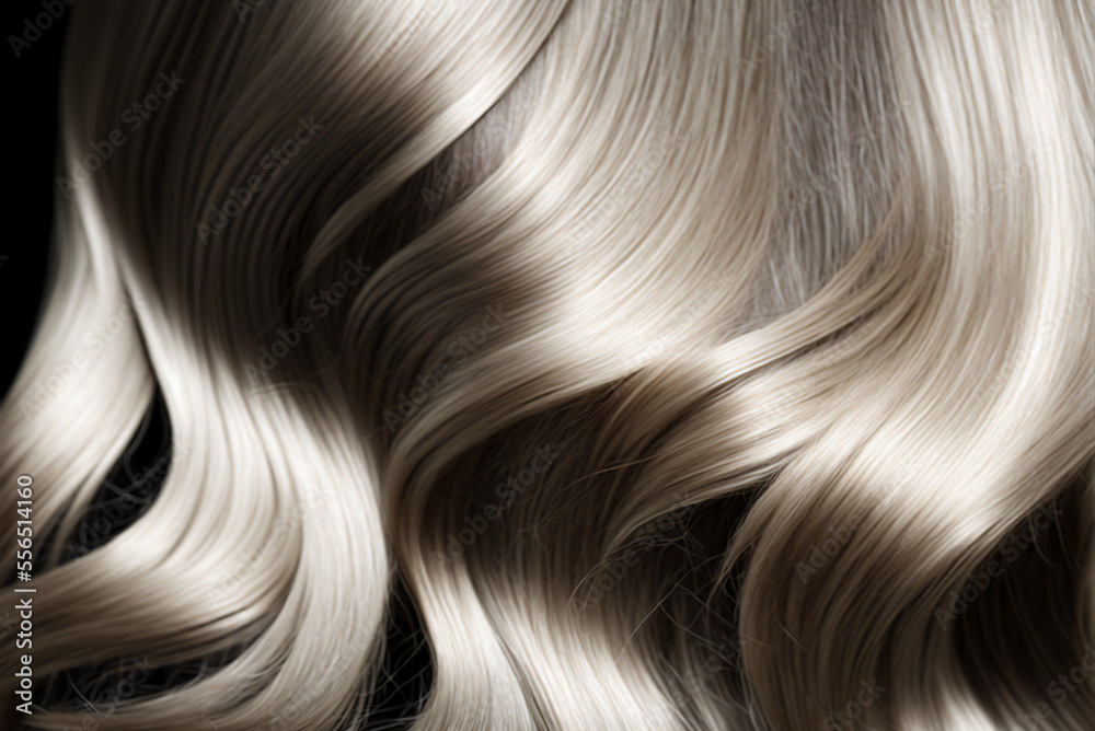 Beautiful shiny platinum blonde hair texture closeup. Generative AI ...