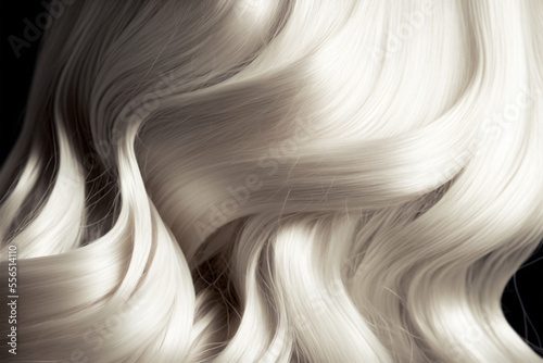 Beautiful shiny platinum blonde hair texture closeup. Generative AI