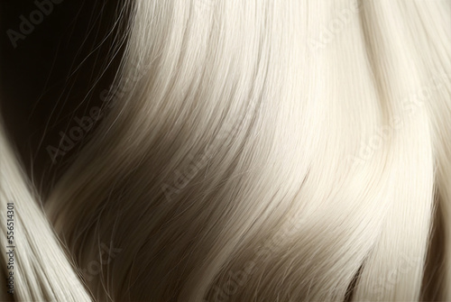 Beautiful shiny platinum blonde hair texture closeup. Generative AI