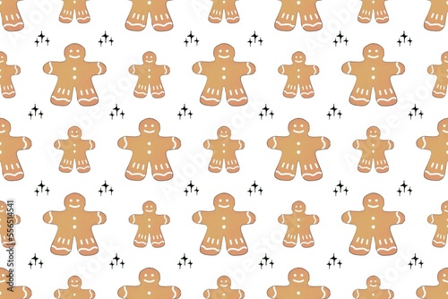 Fototapeta Naklejka Na Ścianę i Meble -  Seamless Christmas pattern. Design with cookies and Christmas elements for textile and packaging paper