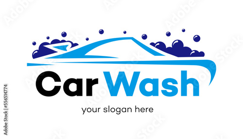 Car wash logotype blue color for banner design, service company vector 10 eps