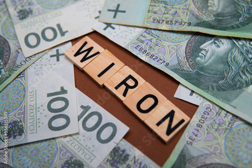 Inscription WIRON next to polish money. WIRON is Warsaw Interest Rate Overnight. Replacement of WIBOR by WIRON