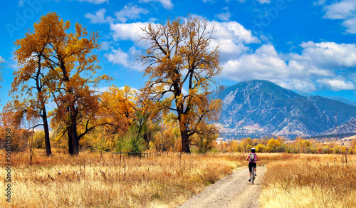 Rider on a trail bike in autumn near Boulder, Colorado
