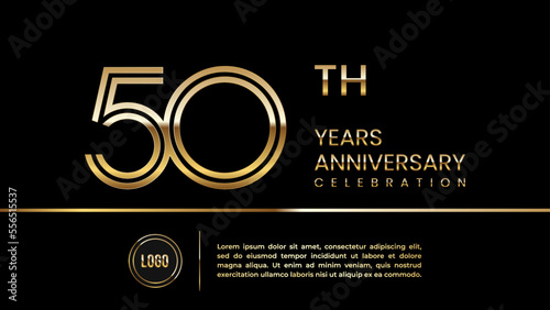 50th anniversary celebration template design with double line concept. Logo Vector Template Illustration photo