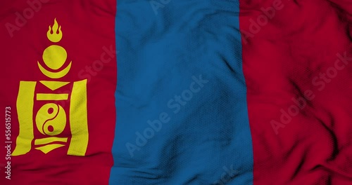 Full frame close-up on the waving flag of Mongolia in 3D rendering. photo